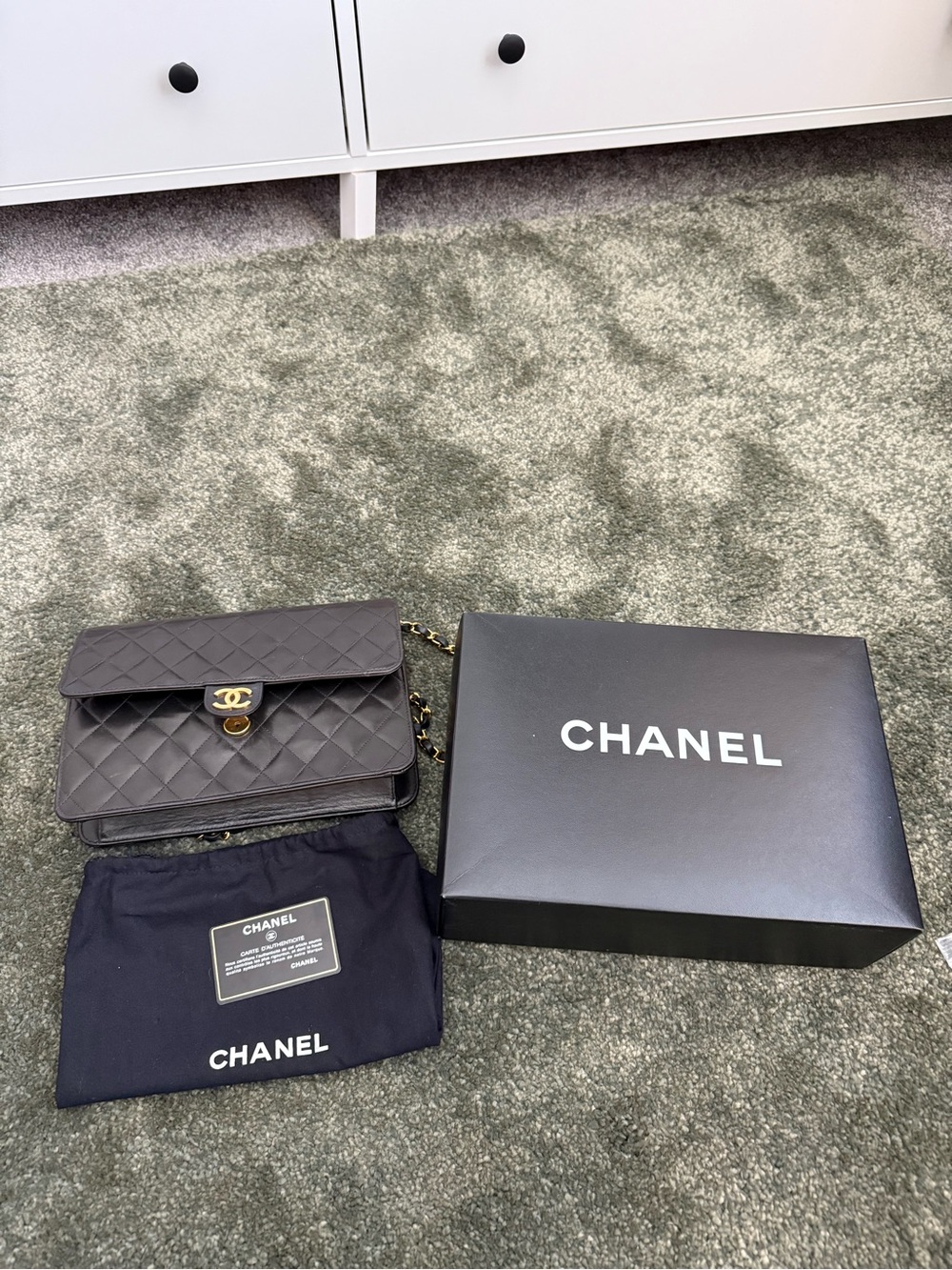 CHANEL Matelasse Single Flap Shoulder Bag in Black with Gold Hardware